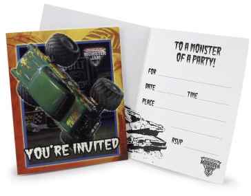 monster jam truck party invitations