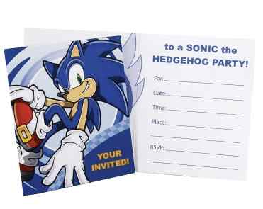 sonic the hedgehog invitations